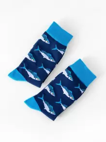 Men Fish Pattern Crew Socks - Multicolor - View 4