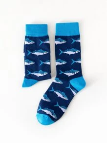 Men Fish Pattern Crew Socks - Multicolor - View 5