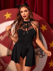 4pack Contrast Mesh Cloak Sleeve Animal Costume Set - Black - View 1