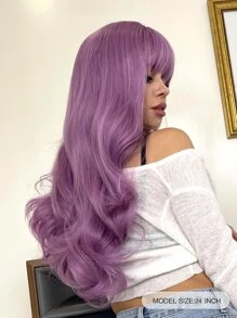 Gorgeous violet Wig With Bangs - The Perfect Christmas Gift! - Purple - View 5