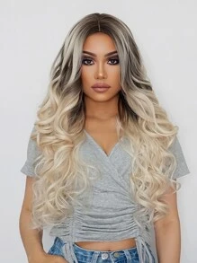 Hermosas pelucas onduladas rubias largas de 26 pulgadas para mujeres - ¡Ondas rizadas gruesas de aspecto natural! - Dorado - Ver 1