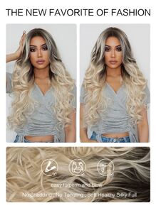 Hermosas pelucas onduladas rubias largas de 26 pulgadas para mujeres - ¡Ondas rizadas gruesas de aspecto natural! - Dorado - Ver 4