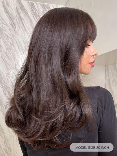 20in Dark Brown Butterfly Haircut Long Straight Wigs Parties Suitable For All Seasons Synthetic Fiber Hair Wigs Hair Replacement Wigs For Women Girls Halloween Festivals Gifts