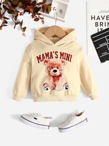 SHEIN 女婴熊字母图案卫衣 - 米色 - 查看 1