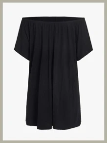 ROMWE PUNK 骷髏和花卉印花一字肩T恤不附腰帶