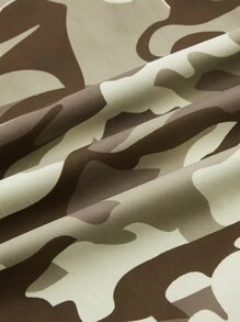 SHEIN ICON Camo Print Drawstring Waist Parachute Trousers - Multicolor - View 4