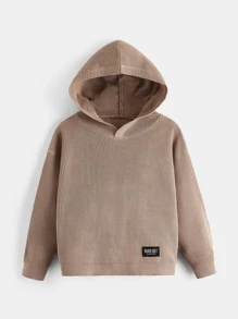 SHEIN Áo len nam Đắp vá Lá thư Giải trí - Màu be - Xem 1