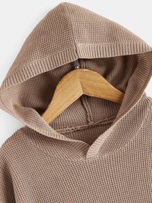 SHEIN Áo len nam Đắp vá Lá thư Giải trí - Màu be - Xem 3