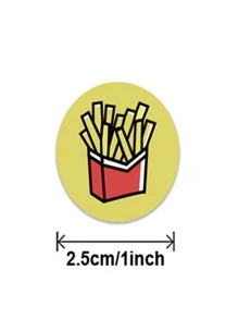 500張/捲卡通食品印刷圓形貼紙 - 彩色 - 查看 3