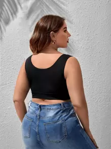 Plus Solid Bralet - Black - View 2