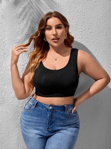 Plus Solid Bralet - Black - View 3