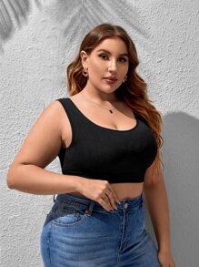 Plus Solid Bralet - Black - View 4