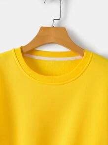 INAWLY Drop Shoulder Drawstring Thermal Lined Sweatshirt,Long Sleeve Tops Pullover Fall Outfit - Yellow - View 4