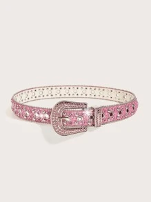 派对水钻和铆钉装饰腰带 Y2K 粉色牛仔女装牛仔裤和连衣裙万圣节夏季、学校秋季、秋季、万圣节 - 粉色 - 查看 4