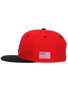 Men American Flag Embroidered Letter Patch Decor Hip Hop Cap - Multicolor - View 2