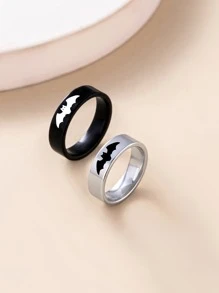 suteyi 2 piezas Anillos de acero inoxidable para pareja - Blanco y Negro - Ver 1