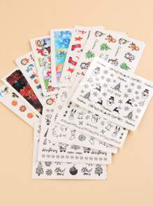 FULL BEAUTY 12 Sheets Christmas & New Year Themed Water Decal Nail Art Stickers (non-adhesive) - Multicolor - View 3