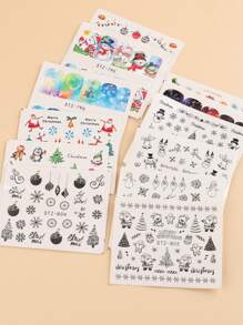 FULL BEAUTY 12 Sheets Christmas & New Year Themed Water Decal Nail Art Stickers (non-adhesive) - Multicolor - View 5