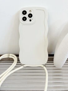 掛繩款素色手機殼，適用於11，13，14 Pro Max - 米色 - 查看 5