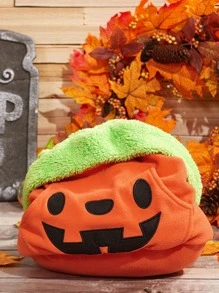 1 pieza Cama de mascota de peluche con forma de calabaza, temática de Halloween