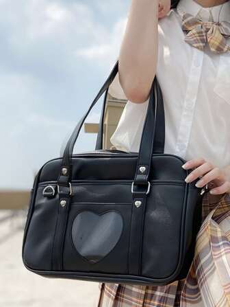 Bolso tote de hombro con detalle de corazón, bolso tote de gran capacidad para el trabajo y los viajes para adolescentes, niñas, mujeres, estudiantes universitarios, novatos y trabajadores de cuello blanco, perfecto para la oficina, el trabajo, los negocios, el mejor bolso de trabajo para mujeres