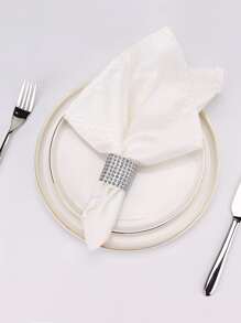 10pcs Rhinestone Design Napkin Ring - Silver - View 2
