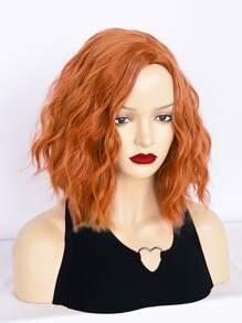 1入組短卷人造假髮和1入組假髮帽 - 橘色 - 查看 3