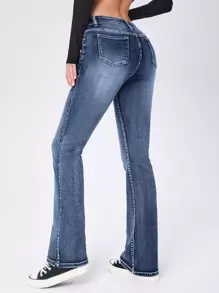 SHEIN Essnce Moustache Effect Flare Leg Jeans