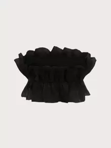 SHEIN ICON 褶邊雪紡筒裝y2k頂部 - 黑色 - 查看 2