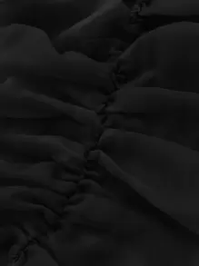 SHEIN ICON 褶邊雪紡筒裝y2k頂部 - 黑色 - 查看 3