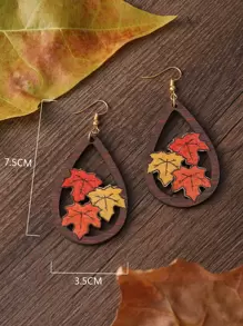 Maple Leaf Decor Water Drop Earrings - Multicolor - View 4