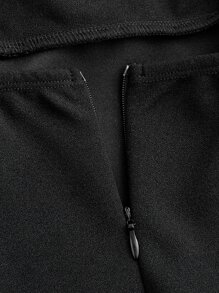 SHEIN MOD Áo liền quần nữ Thắt nút màu trơn Thanh lịch - màu đen - Xem 4