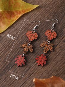 扣環楓葉耳墜 - 彩色 - 查看 3