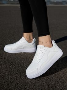 字母貼飾前綁帶板鞋 - 白色 - 查看 2