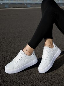 字母貼飾前綁帶板鞋 - 白色 - 查看 3