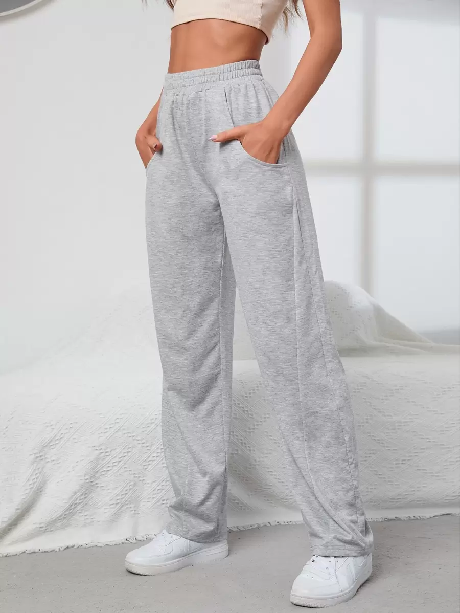 INAWLY Pantalon de survêtement taille élastique à poche - Gris - Voir 1