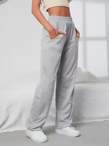 INAWLY Pantalones deportivos de cintura elástica con bolsillo oblicuo