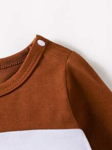 Bé trai sơ sinh Khối màu Áo thun & Tương phản Đường may bên Quần thể thao - Nhiều màu - Xem 5