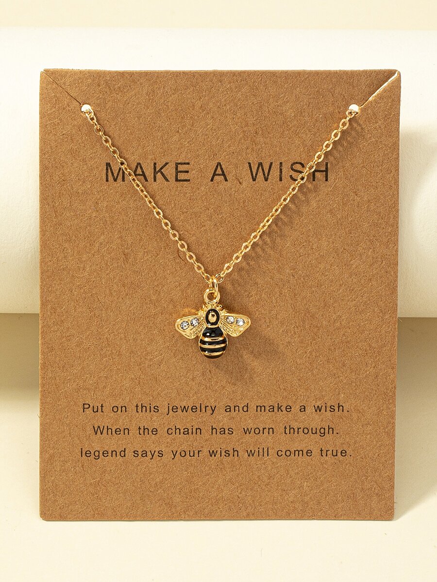 Rhinestone Decor Bee Charm Vòng cổ - Xem 1
