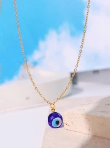 Evil Eye Charm Necklace - Multicolor - View 2