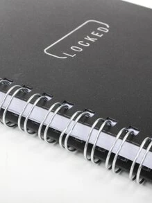 1 pieza Cuaderno con estampado de letra clave - Negro - Ver 5