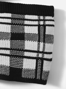 SHEIN Baby Plaid Pattern Jumper & Knit Skirt - Black and White - View 3
