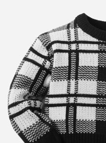 SHEIN Baby Plaid Pattern Jumper & Knit Skirt - Black and White - View 4