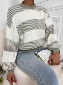 SHEIN Unity Colorblock Drop Shoulder Sweater - Multicolor - View 1