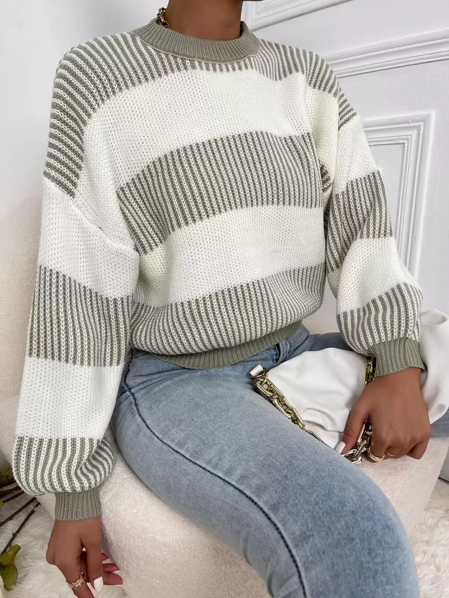 SHEIN Unity Colorblock Drop Shoulder Sweater - Multicolor - View 1