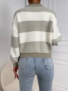 SHEIN Unity Colorblock Drop Shoulder Sweater - Multicolor - View 2