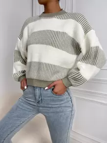 SHEIN Unity Colorblock Drop Shoulder Sweater - Multicolor - View 4