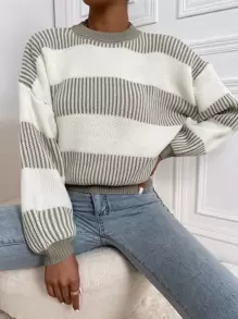 SHEIN Unity Colorblock Drop Shoulder Sweater - Multicolor - View 5