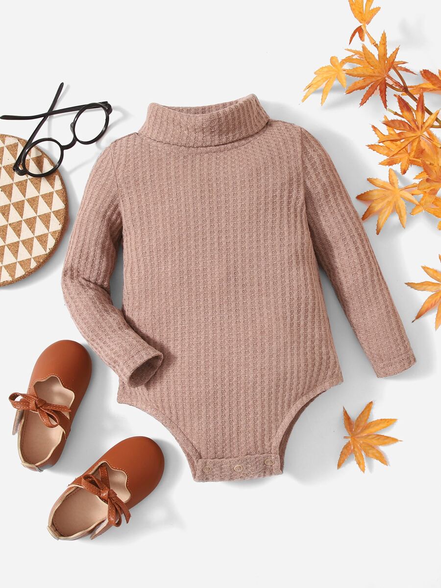 SHEIN Baby Turtle Neck Waffle Knit Bodysuit SHEIN USA