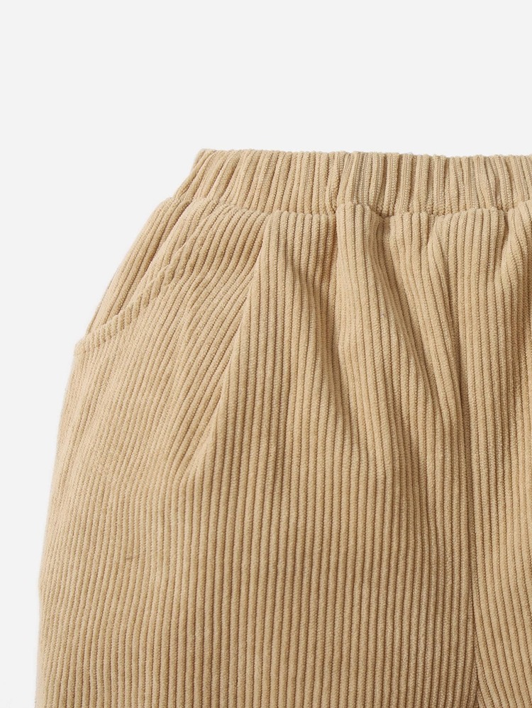 SHEIN 嬰兒彈性腰帶長褲 - 杏色 - 查看 3